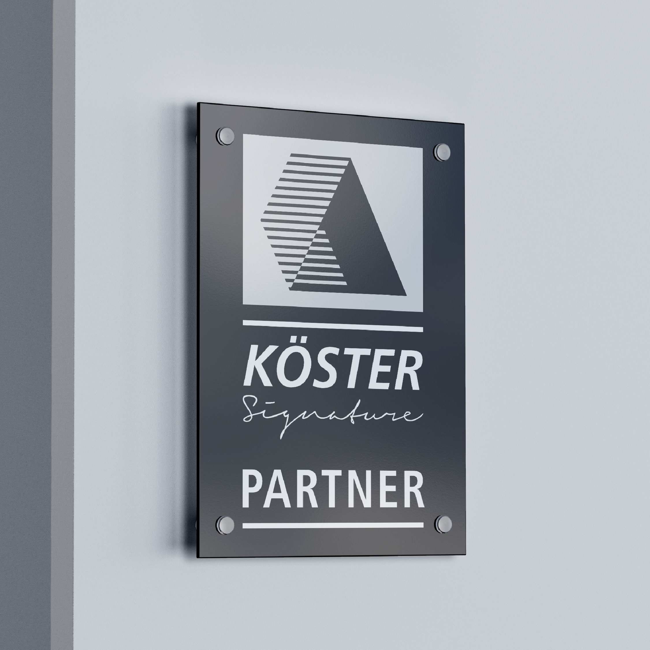 Ein Schild für Handelspartner der Köster Signature Serie