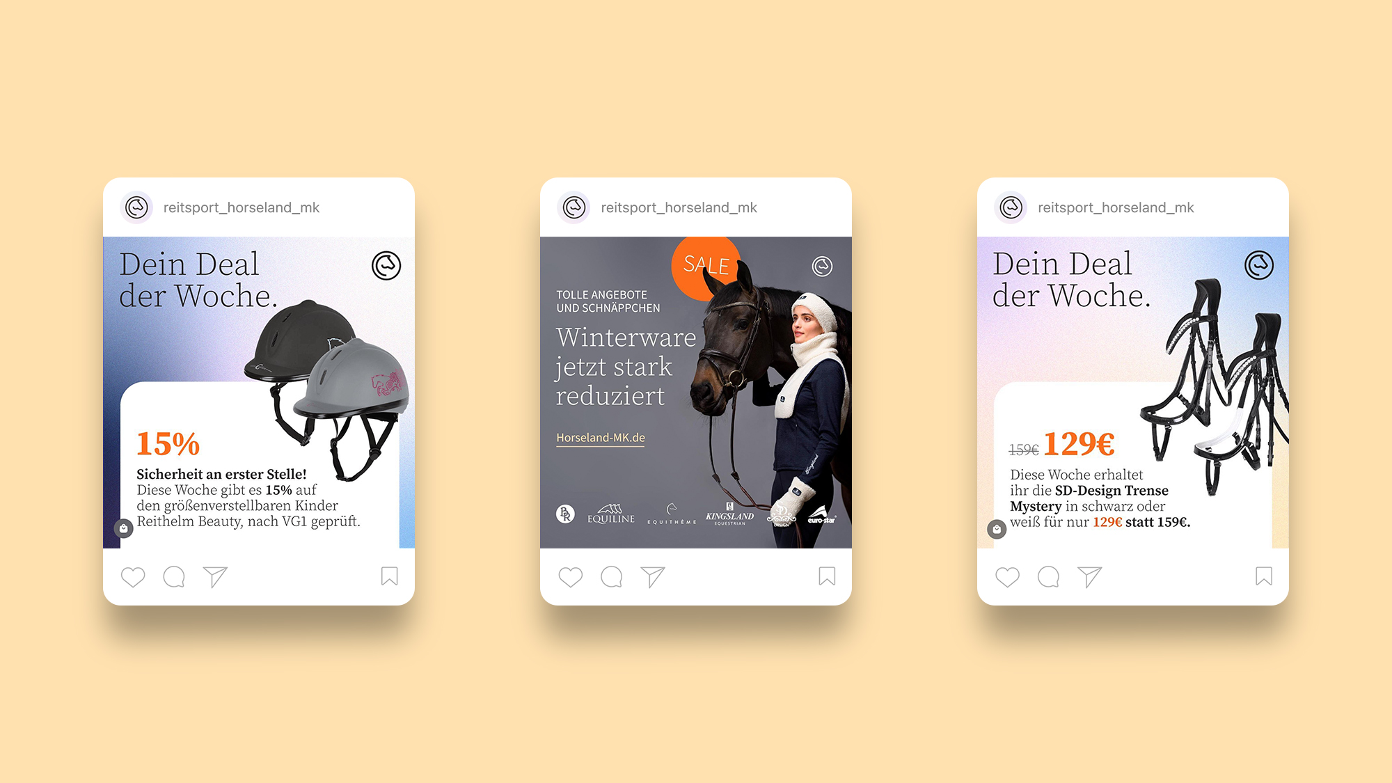 Drei Instagram Social Media Beiträge für den Kunden