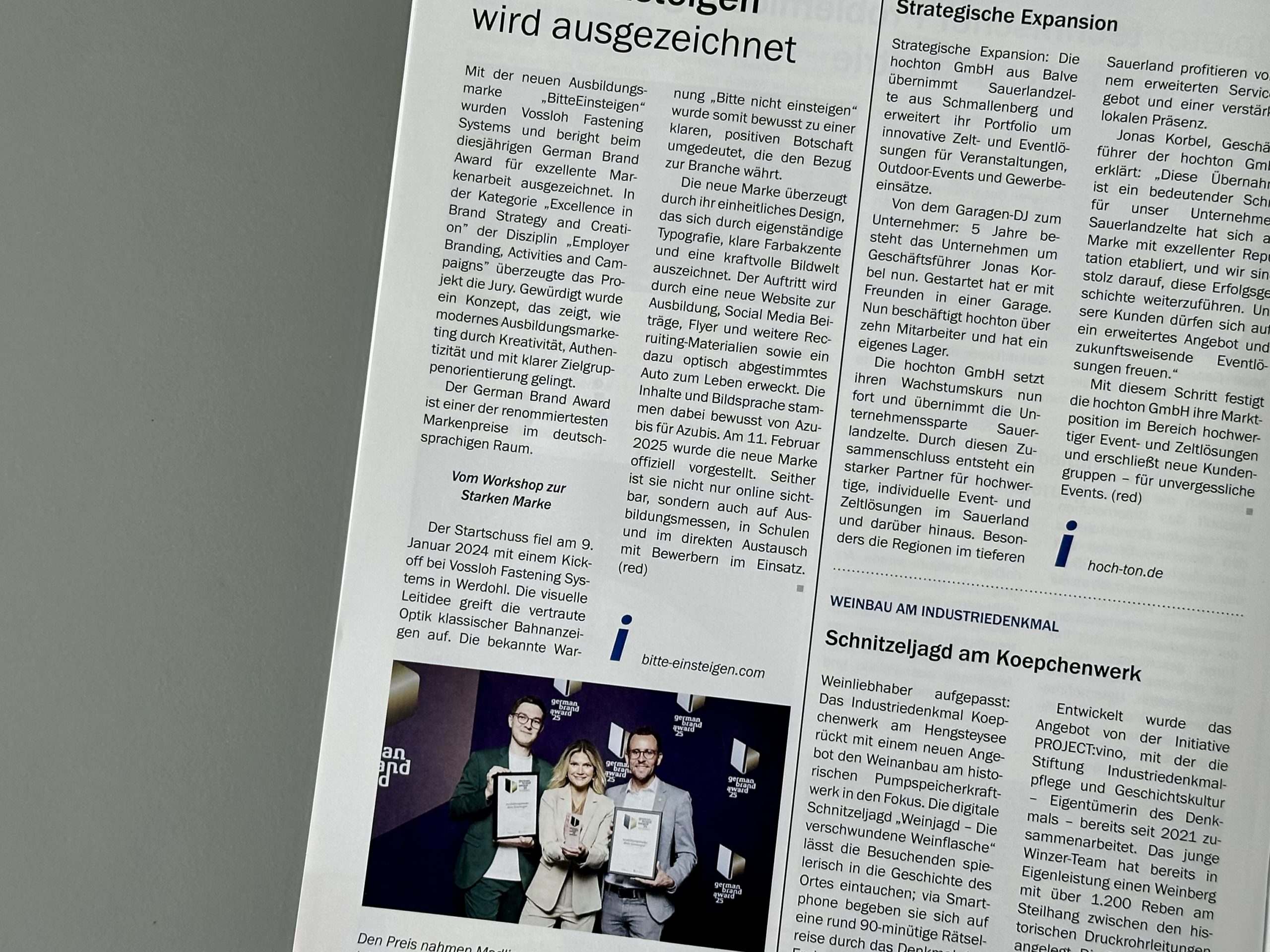 Zeitungsartikel zu der Ausbildungsmarke 