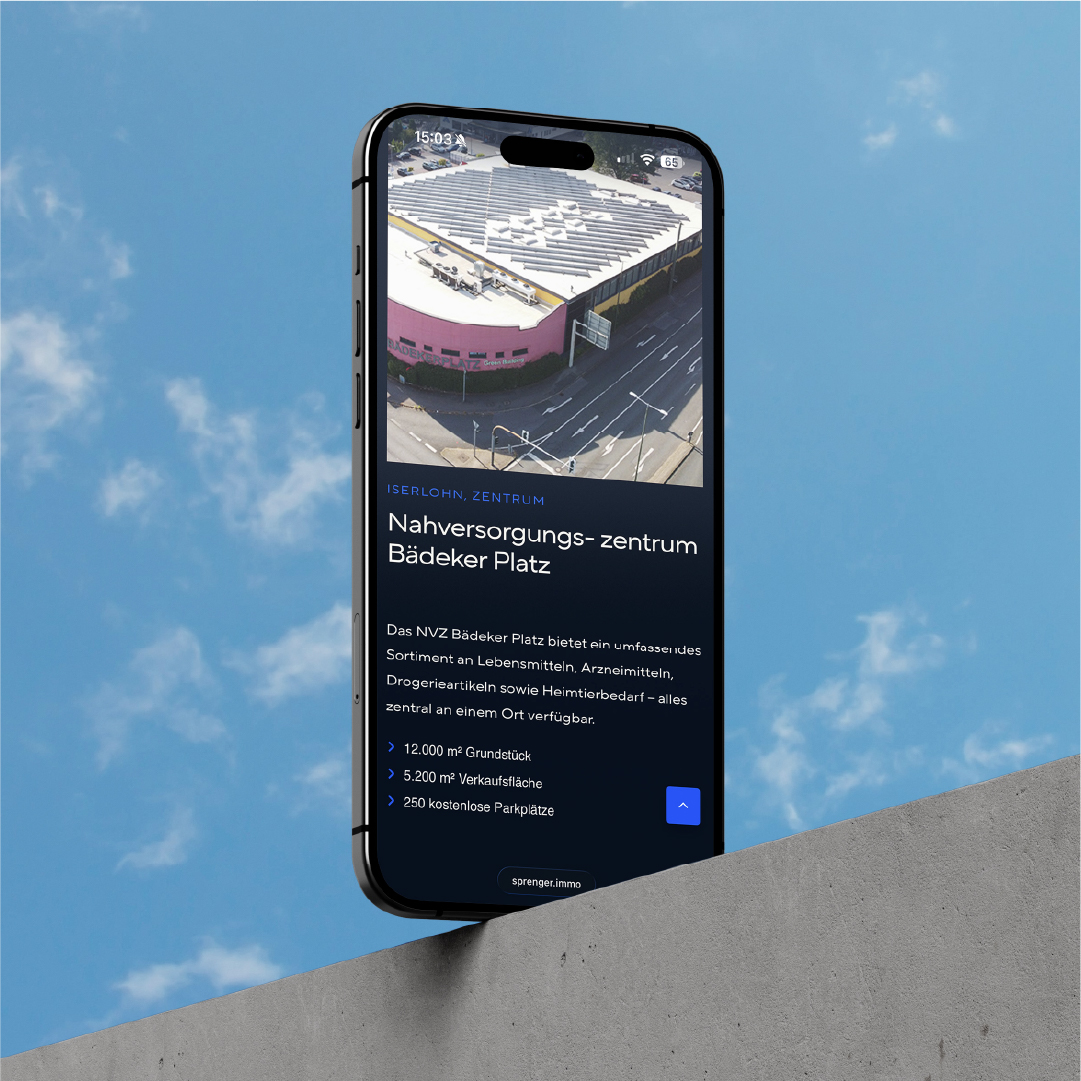 iPhone mit aufgerufener Website sprenger.immo
